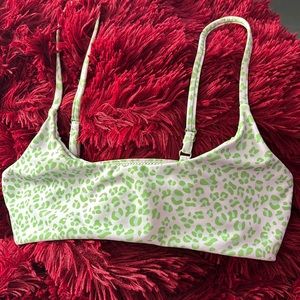 Green leopard print swimsuit top